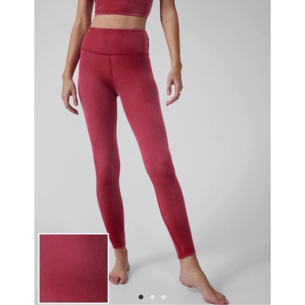Athleta Elation Women's Pink Velvet High Waist Tight Leggings Size S C1